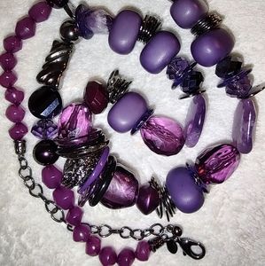 CHICO'S Long Purple Beaded Statement Necklace